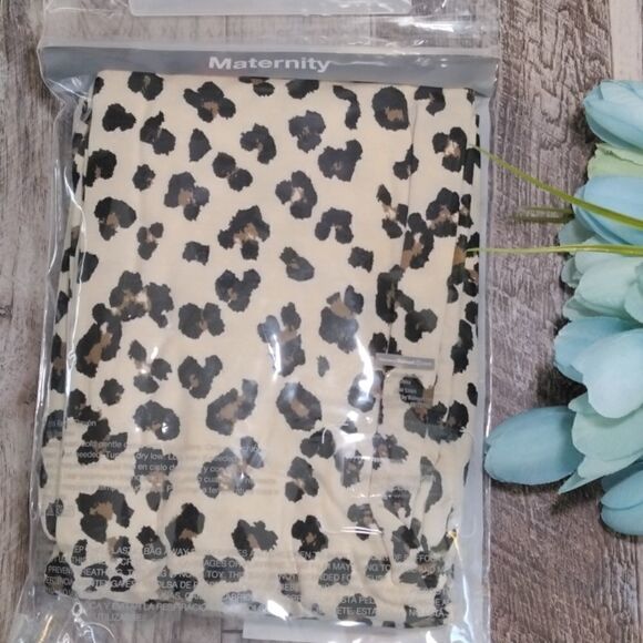 Maternity Short Sleeve Midi Dress Leopard & Tie Dye Print  2-Piece Sz XL - Picture 3 of 5